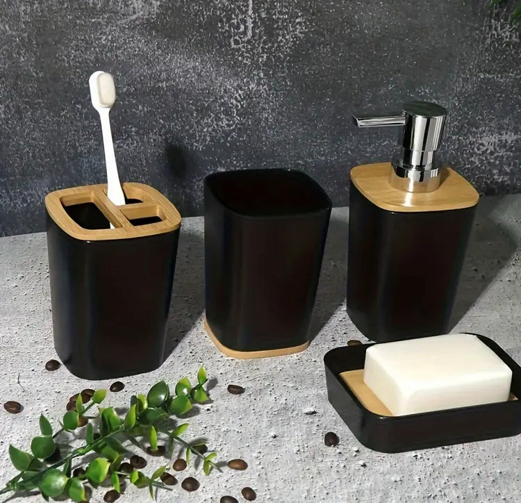 4 Pcs Decent Solid Colour Bathroom Accessories Set
