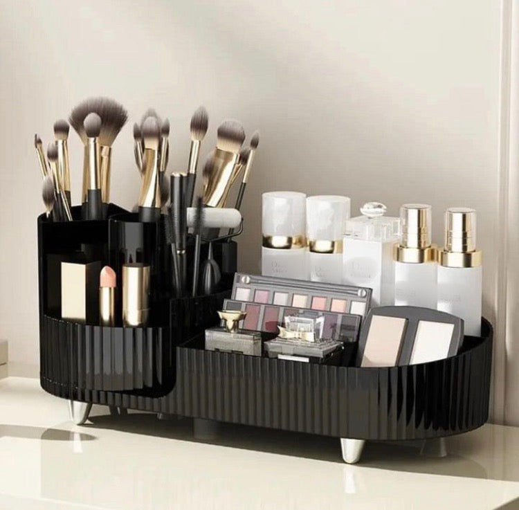 Luxury Cosmetics Makeup Organizer with Rotating Brushes Holder