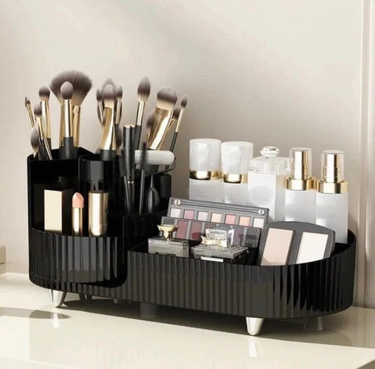 Luxury Cosmetics Makeup Organizer with Rotating Brushes Holder