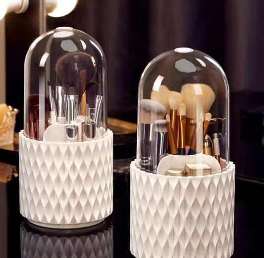 360 Rotating Makeup Brushes Holder with Dustproof Lid