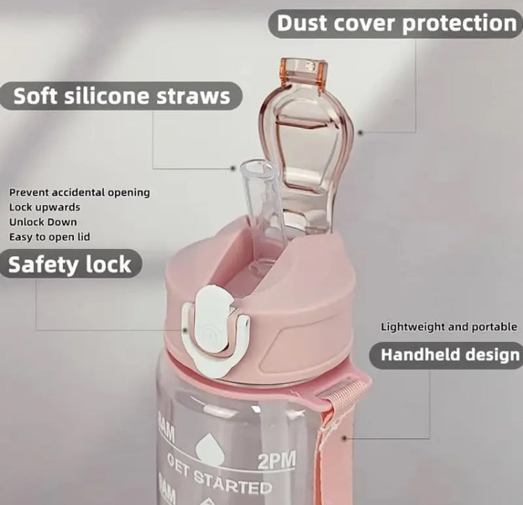 900ml Transparent Leakproof Motivational Water Bottle