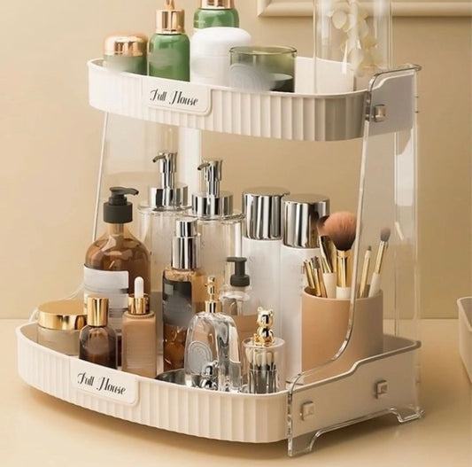 Double Layer Cosmetics Makeup Storage Rack Organizer