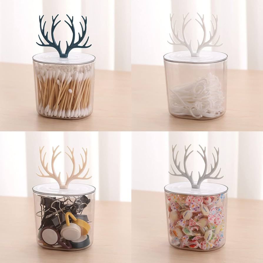 Deer Shape Cotton Buds, Earings,Rubber-bands, Cotton Pads Multipurpose Storage Box