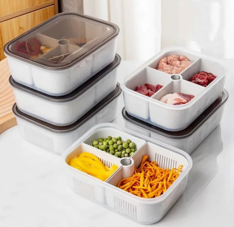 Four Partition Food Preservation Box with Lid