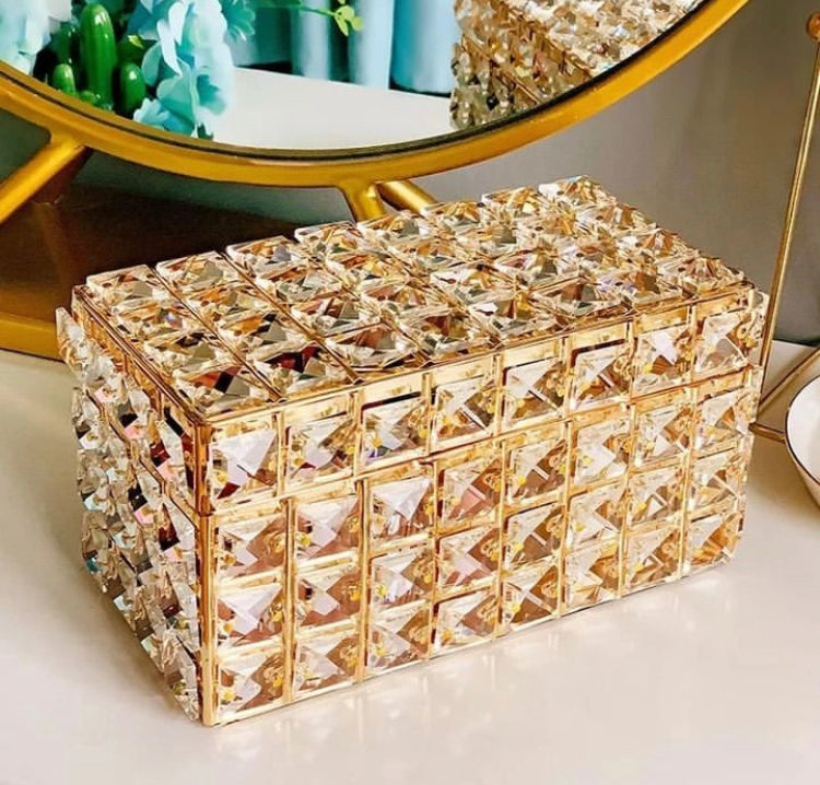 Crystal Lipstick Organizer Dustproof Shining Crystal Metal Organizer