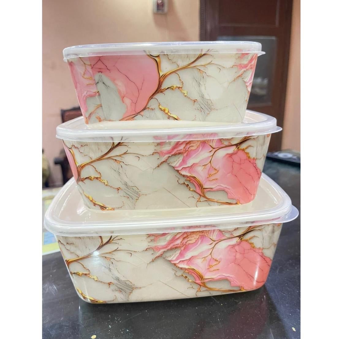 3 Pcs Melamine Bowl Set with Lids Storage Boxes