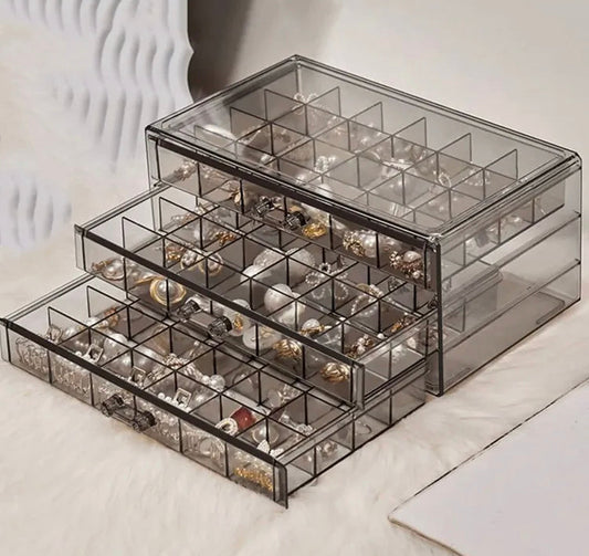 Luxury 3 Layer-72 Grids Large Capacity Dustproof Jewellery Organizer