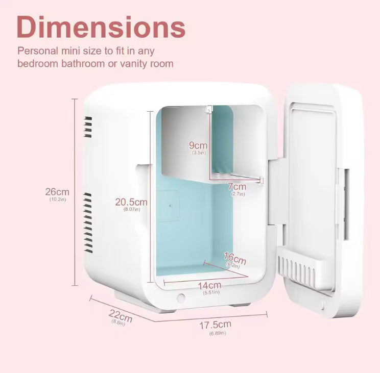 Mini Makeup Fridge Ac/Dc Cooler & Warmer for Beauty & Skincare with Led Mirror