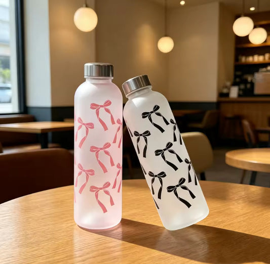 1000ml Aesthetic Cute Frosted Printed Water Bottle With Steel Cap