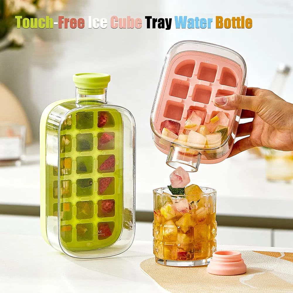 2 in 1 Press Ice Cube Tray with Water Bottle
