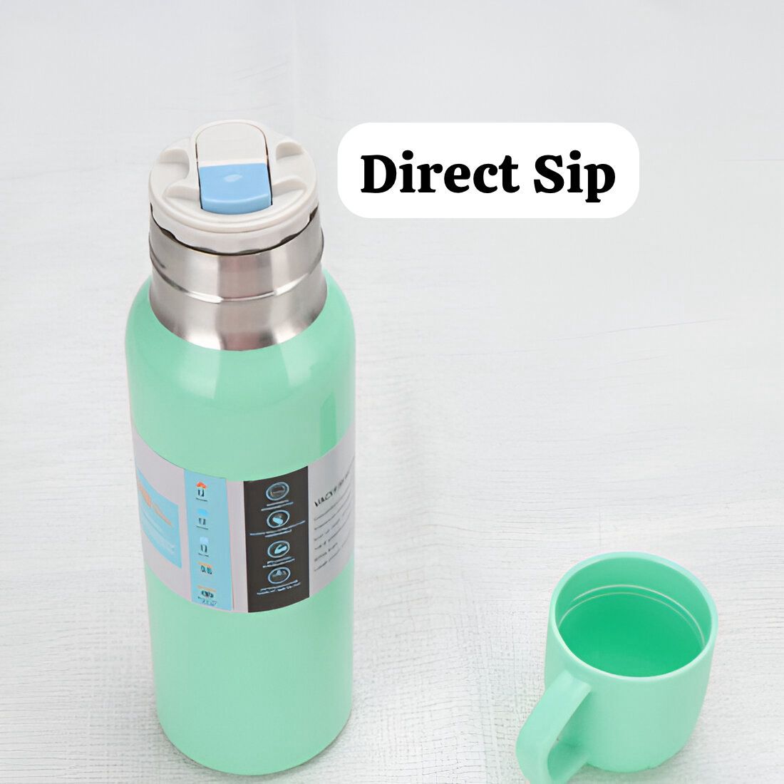 Vaccum Flask Bottle with 2 Cups & Box Packaging