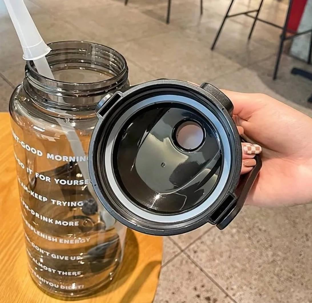 2 Litre Water Bottle with Motivational Quotes & Straw