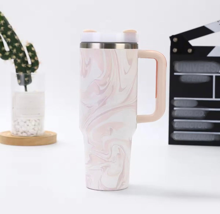 40oz Stainless Steel Marble Pattern Tumbler Mug