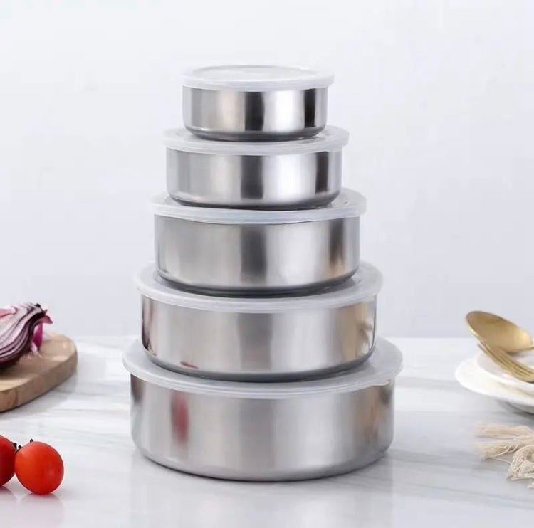 5 Pcs Stainless Steel Food Container Storage Bowls with Lids