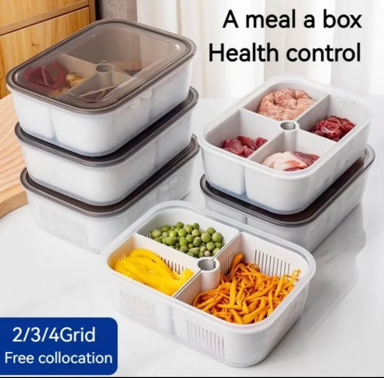 Four Partition Food Preservation Box with Lid