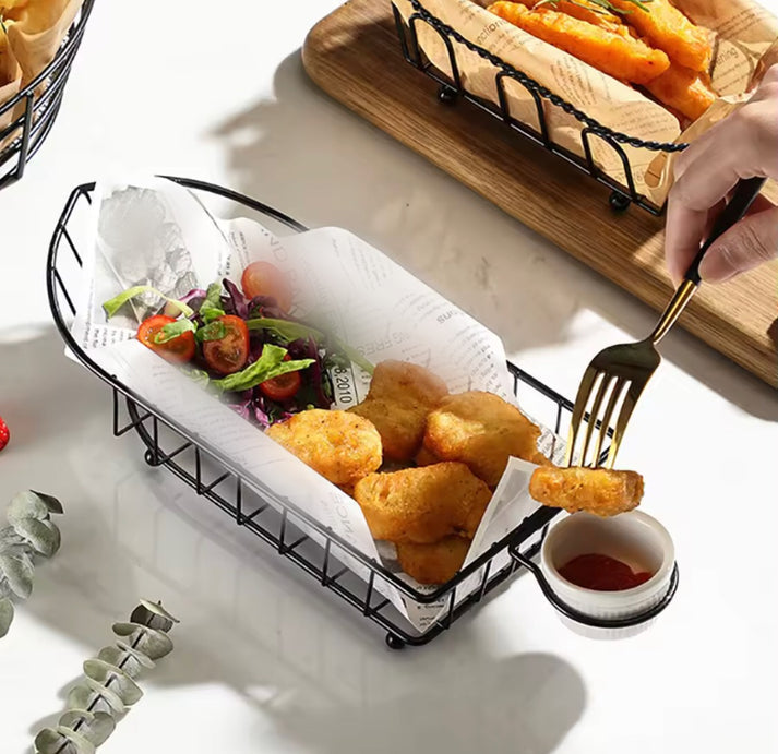 Metal Snacks Basket with Sauce Holder