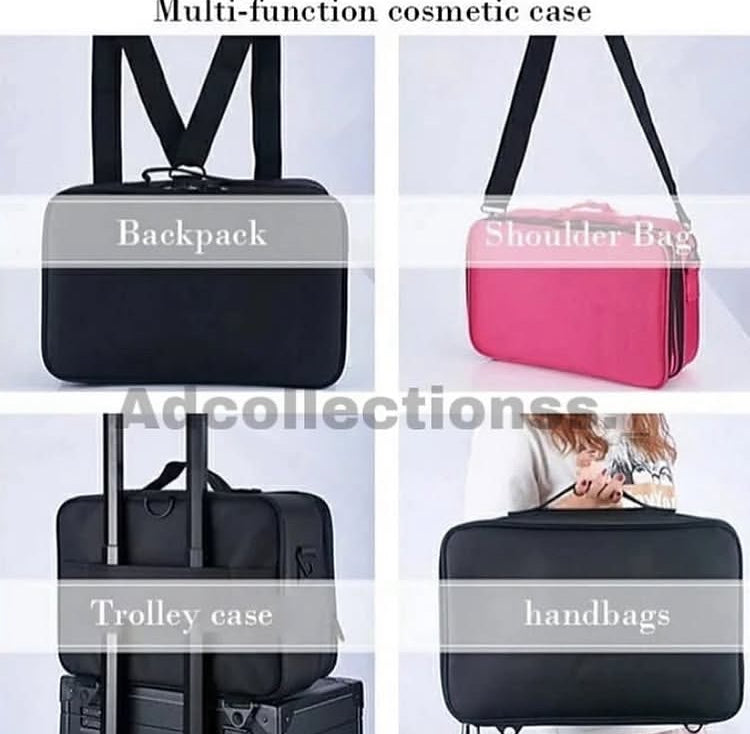 Professional Three Layer Large Capacity Leather Makeup Vanity Bag
