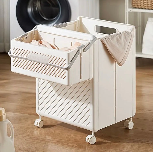 Foldable Clothes Laundry Storage Basket with Wheels