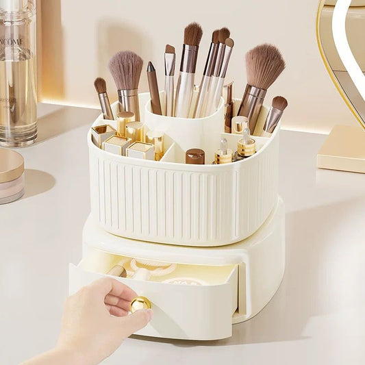 360 Rotating Makeup Brushes Holder with Drawer