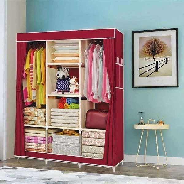 Large Capacity Non Wooven Wardrobe Foldable Portable Wardrobe with Partitions Cupboard.