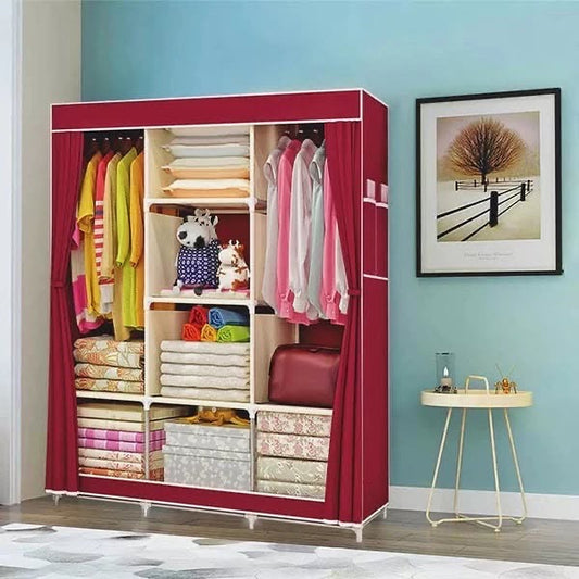 Large Capacity Non Wooven Wardrobe Foldable Portable Wardrobe with Partitions Cupboard.