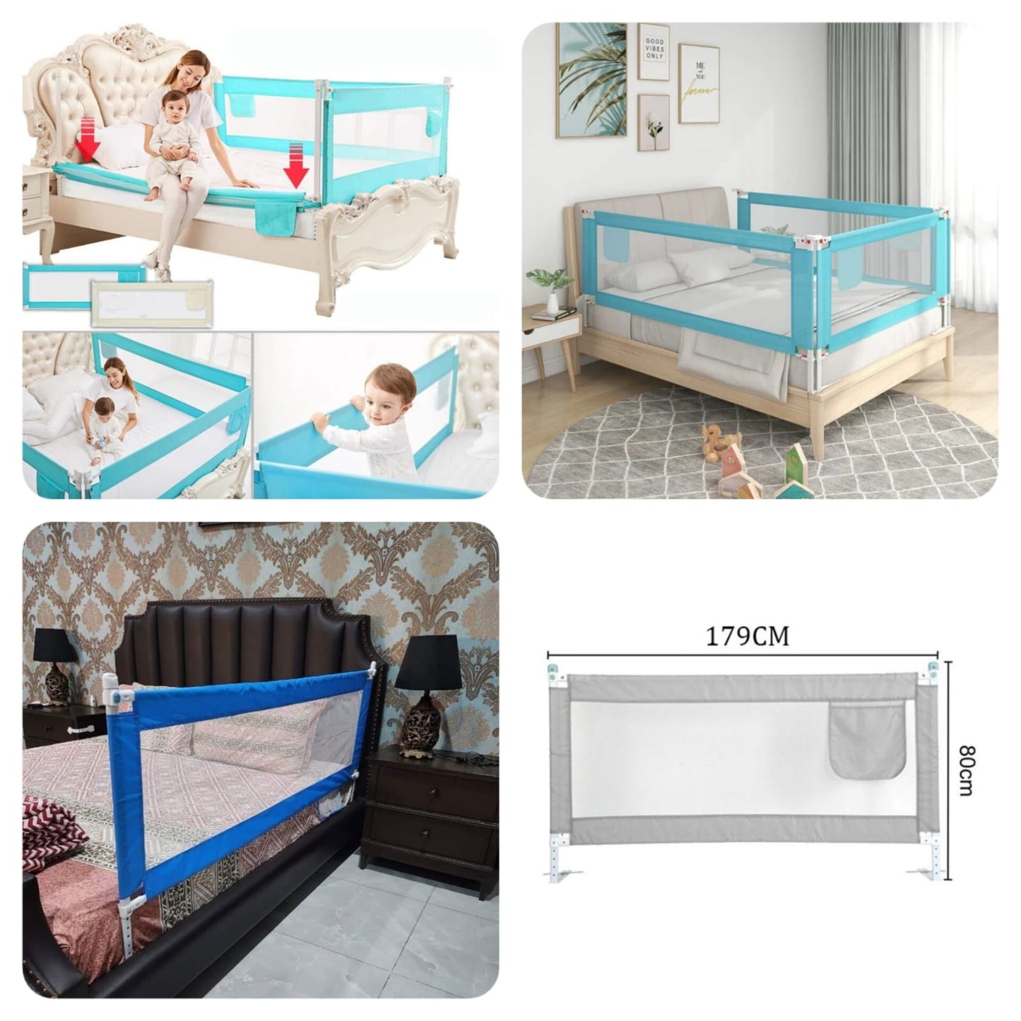 Child Bed Safety Barrier Protection Rails (Size 5.9 Ft)