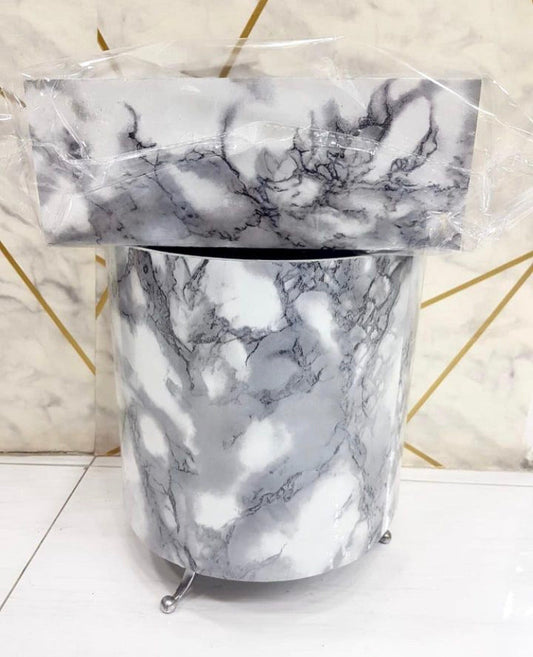 Grey and White Dustbin & Tissue Box Set