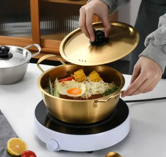 Elegant Gold Aluminium Pot with Lid