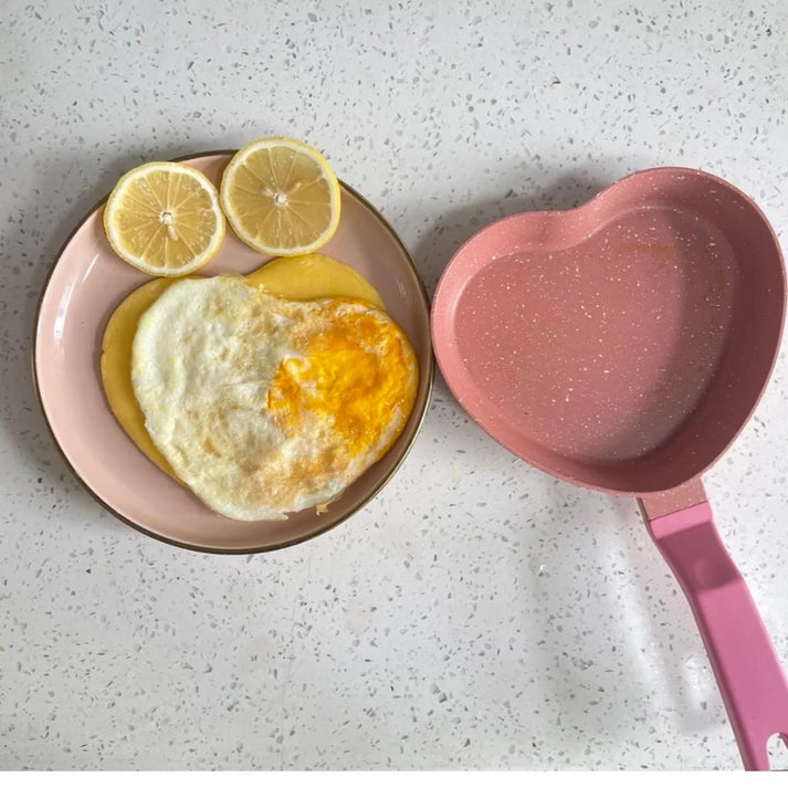 Portable Heart Shape Marble Coated Frying Pan