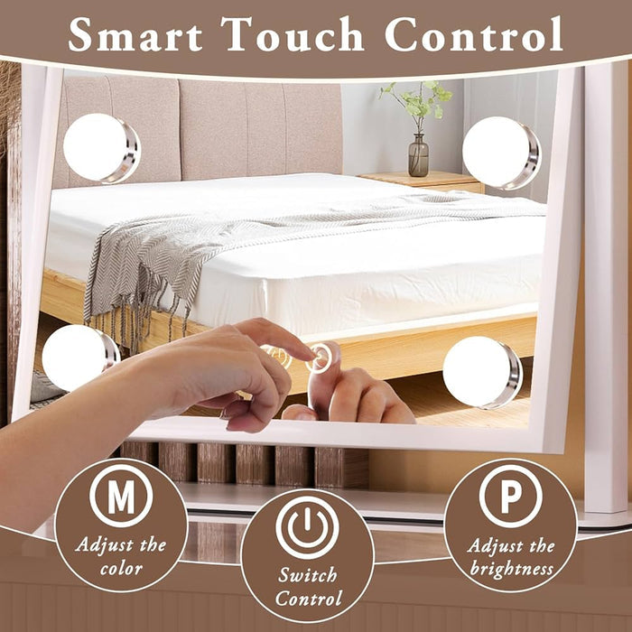 Luxury Rotatable Vanity Makeup Mirror with Led Bulbs & 3 Lightening Modes