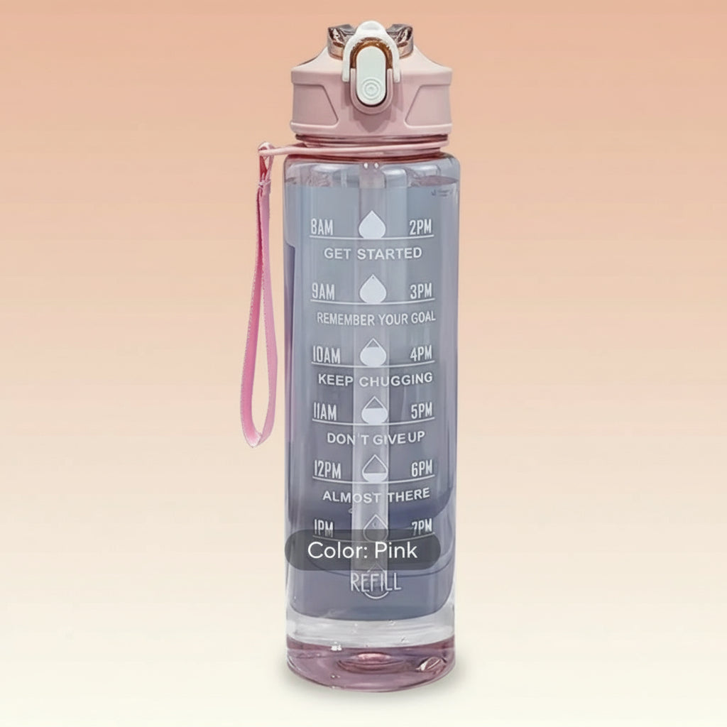 900ml Transparent Leakproof Motivational Water Bottle