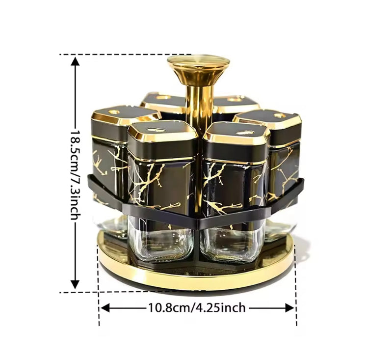 6 Pcs Stainless Steel Rotating Seasoning Jar Organizer