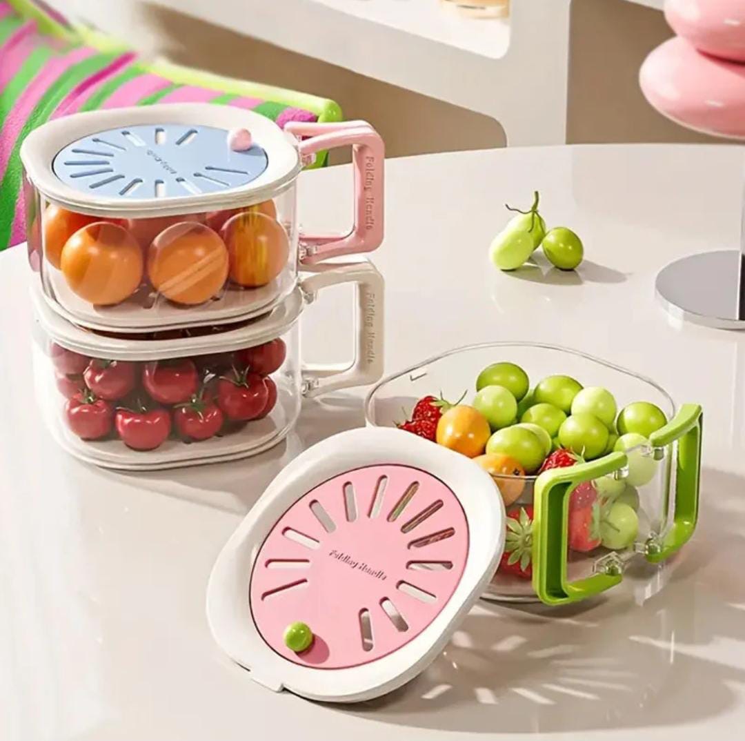 2 in 1 Acrylic Fruit Strainer & Container With Lid