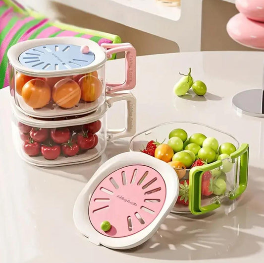 2 in 1 Acrylic Fruit Strainer & Container With Lid