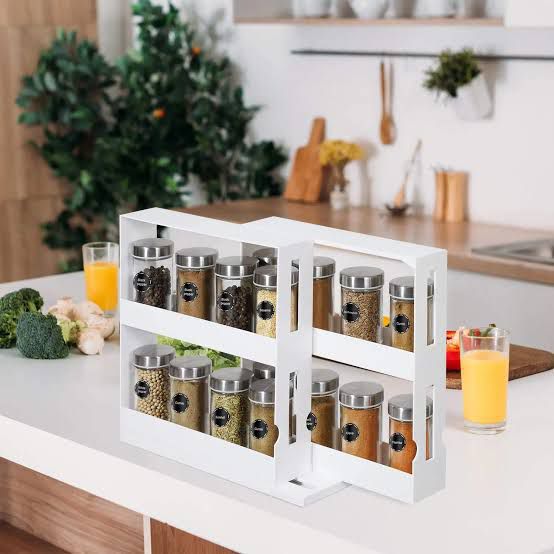 Multi-Function 2 Tier Rotate Storage Rack Seasoning Rack