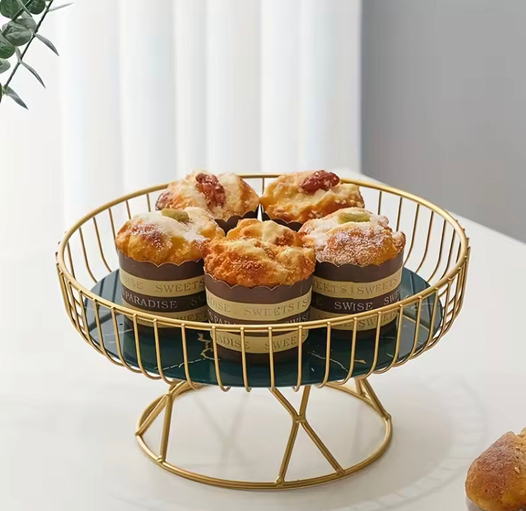 Luxury Round Geometric Pattern Fruit Basket