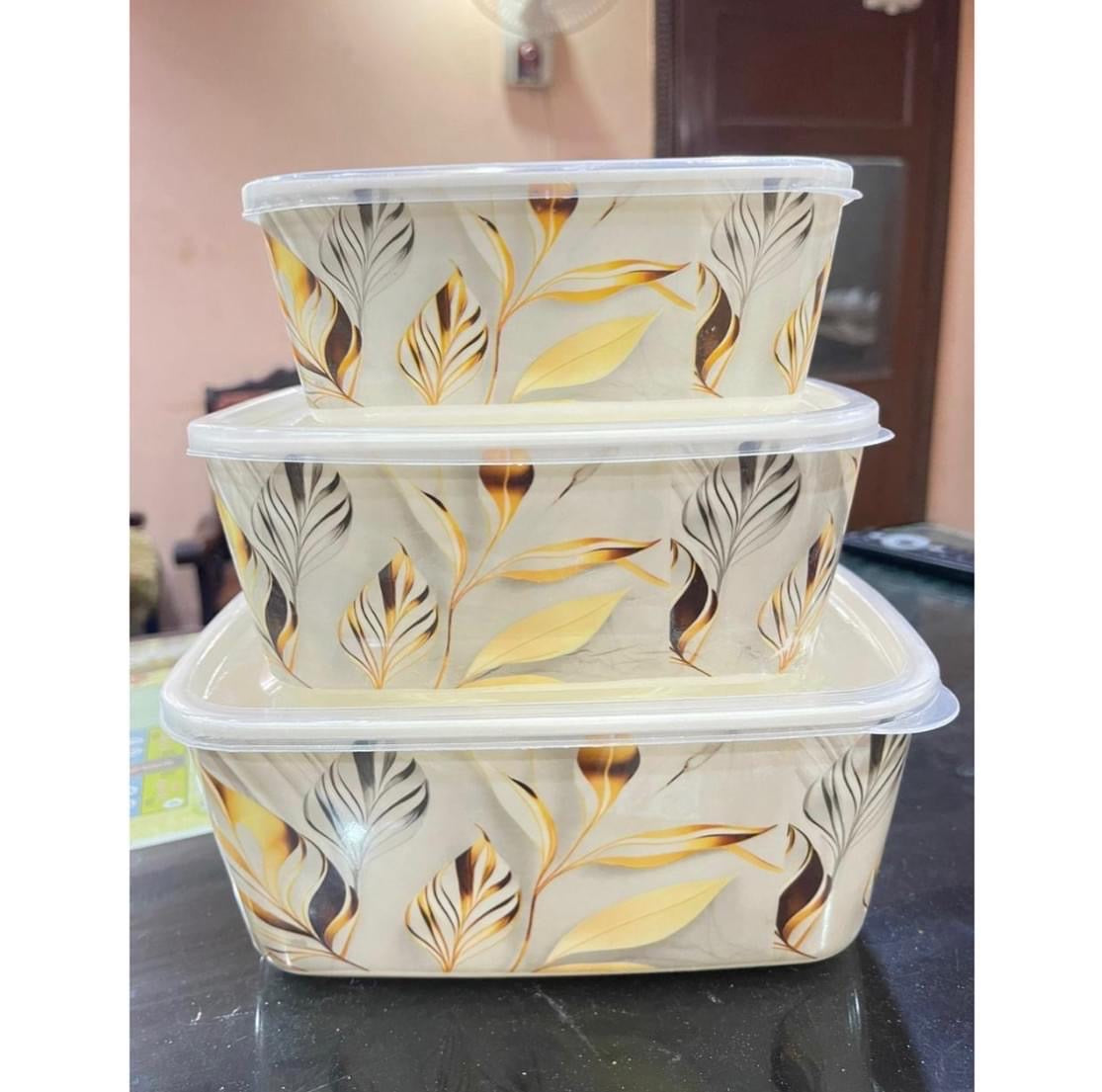 3 Pcs Melamine Bowl Set with Lids Storage Boxes