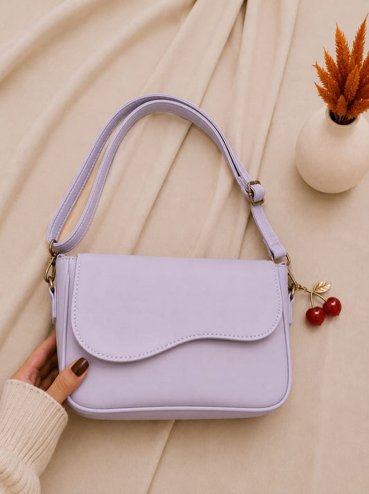 Trendy Shoulder Bag with Cherry Keychain
