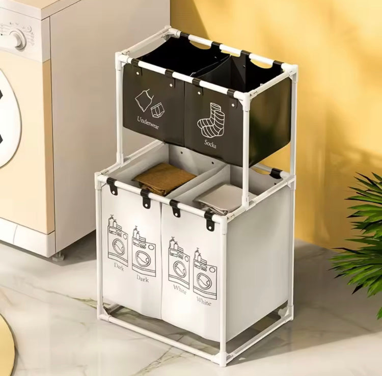 Double Layer Foldable Laundry Toys Multipurpose Basket