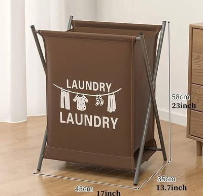 Foldable Laundry Basket with Metal Stand