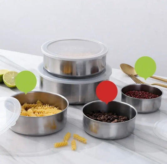5 Pcs Stainless Steel Food Container Storage Bowls with Lids