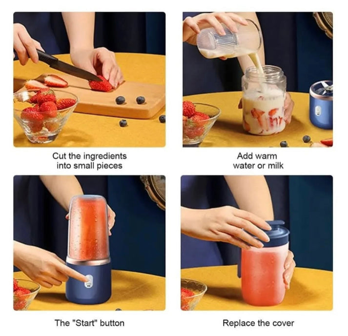 400ml 6 Blades Rechargeable Portable Juicer with 300ml Glass