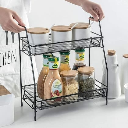 2-Tier Metal Kitchen & Bathroom Multi-purpose Rack with Box Packaging