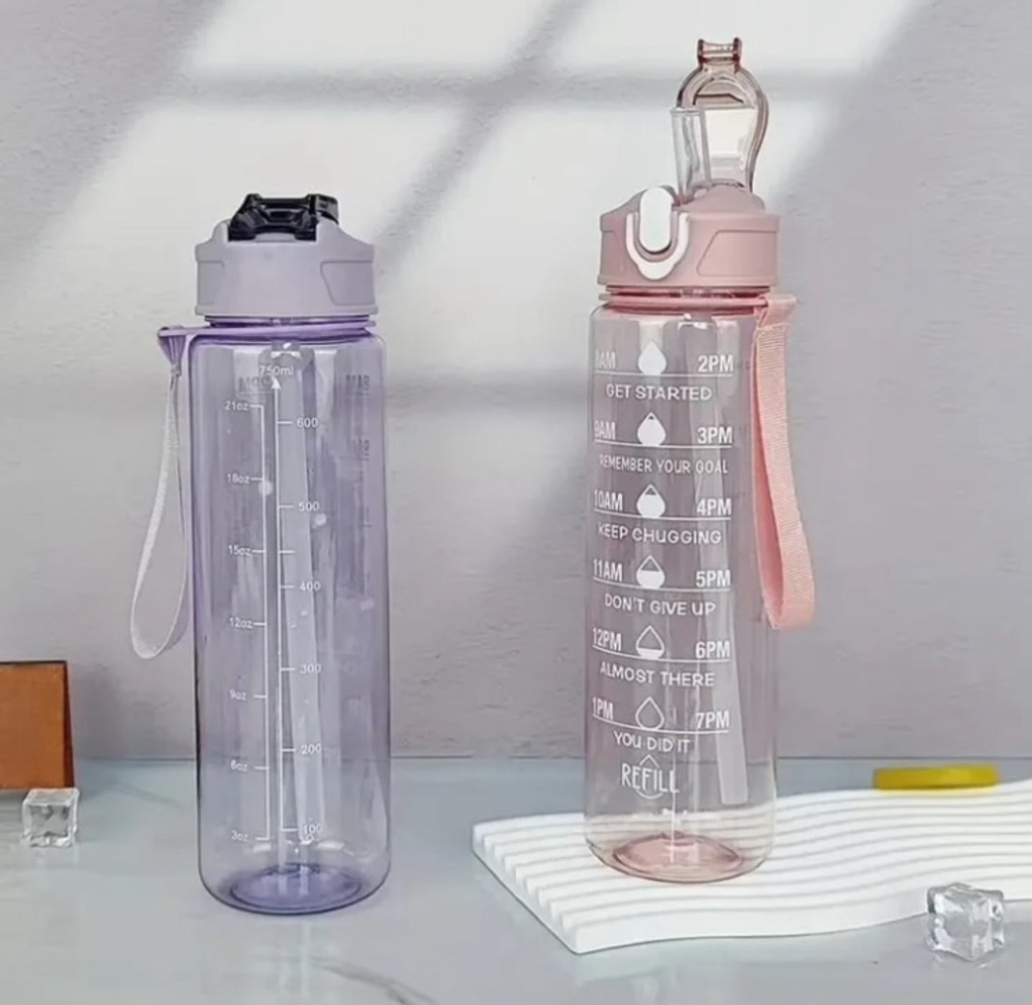 900ml Transparent Leakproof Motivational Water Bottle