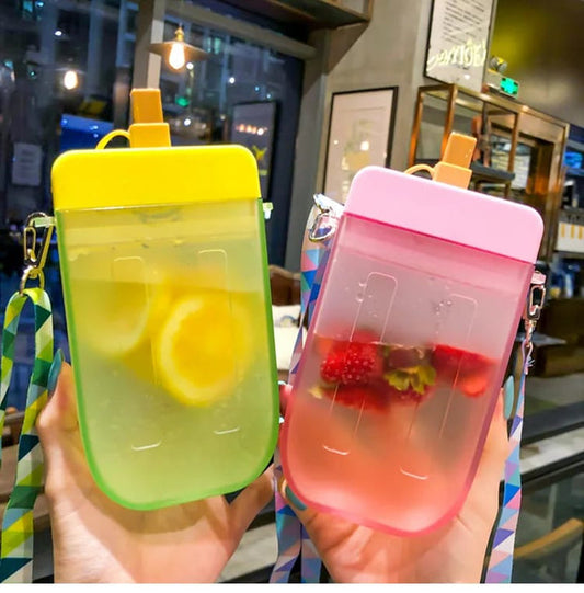 300ml Popsicle Shape Water Bottle with Straw