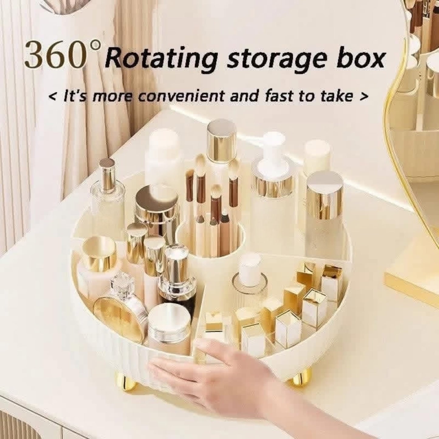 Large Capacity Rotating Cosmetics Organizer Tray