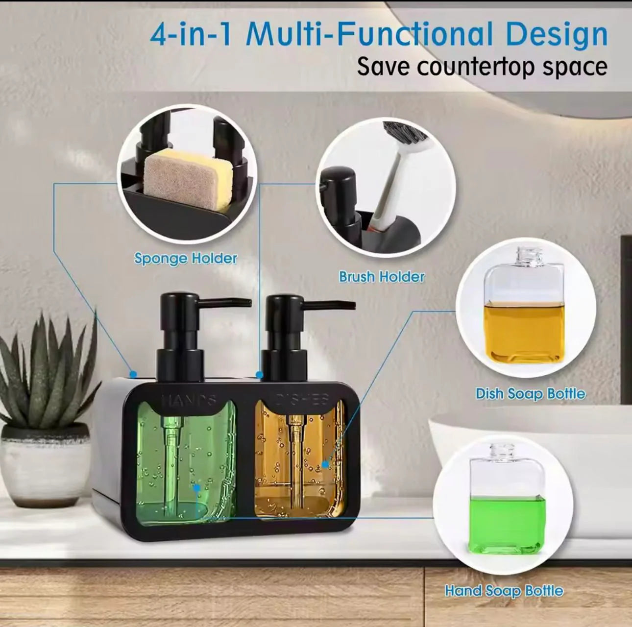 2 in 1 Dish and Hand Soap Liquid Dispenser