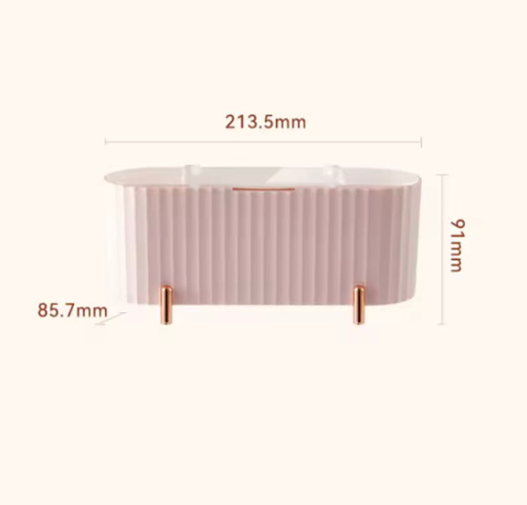 Elegant Cosmetics Storage Box with Lid for Cotton Buds, Beauty Blenders Multipurpose Organizer