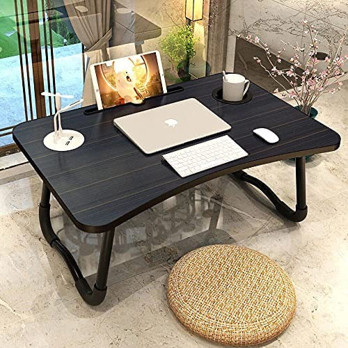 Foldable Laptop Table with Tablet Slot & Cup Holder