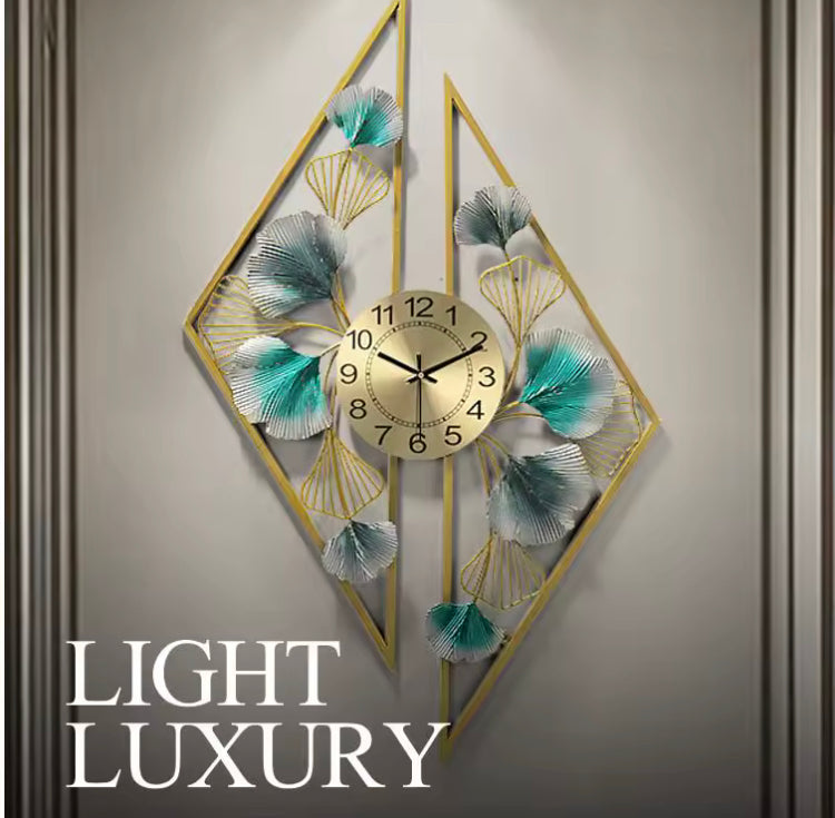 Luxury Leaf Metal Wall Hanging Clock